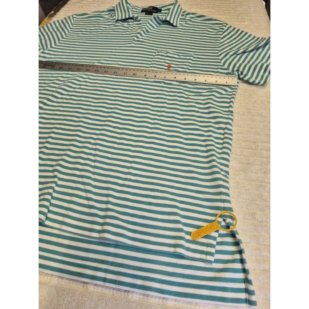Polo By Ralph Lauren Mens Lrg 100% Cotton Blue / White Short Sleeve Pocket Shirt